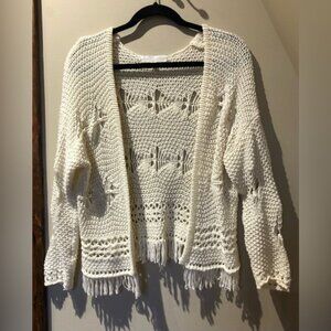 Anthropologie Lumière knit fringed cardigan